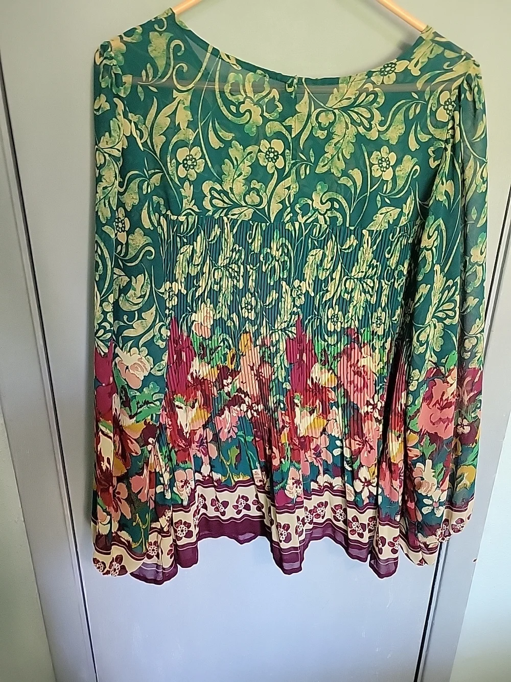 fig and flower Teal Flower Tunic Top Size 2xl - Picture 5 of 9